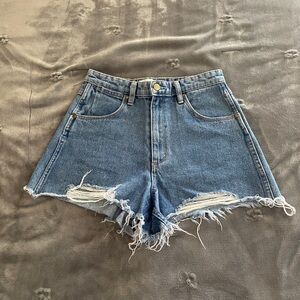 Wrangler Blue Jean Shorts Distressed High-Waisted
